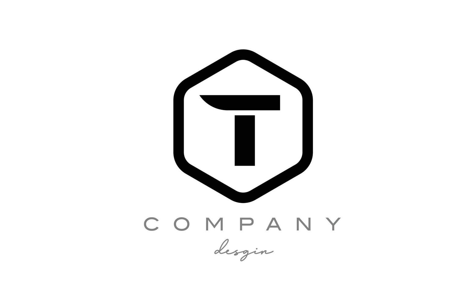 design de ícone do logotipo da letra do alfabeto preto e branco com hexágono. modelo criativo para negócios e empresa vetor