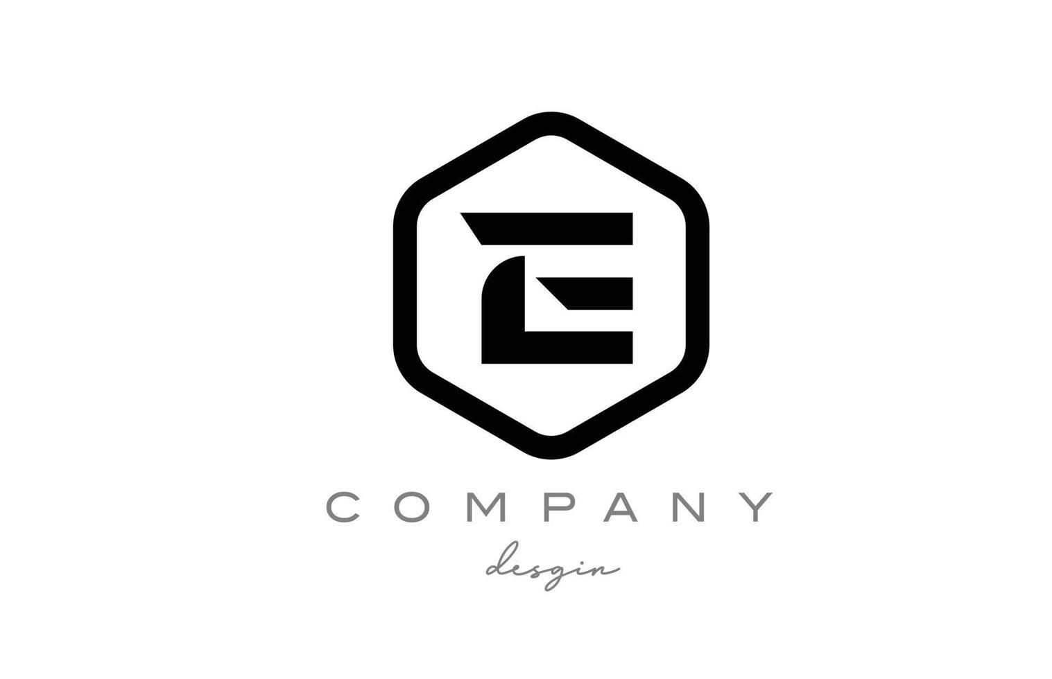 design de ícone do logotipo da letra do alfabeto preto e branco com hexágono. modelo criativo para negócios e empresa vetor