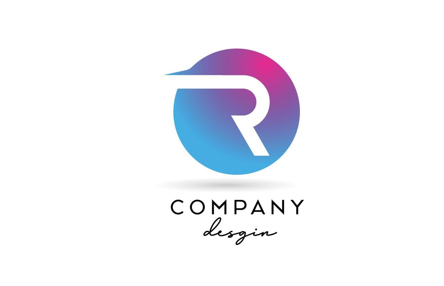 ícone do logotipo da letra do alfabeto rosa azul r com design de círculo. modelo criativo para negócios e empresa vetor
