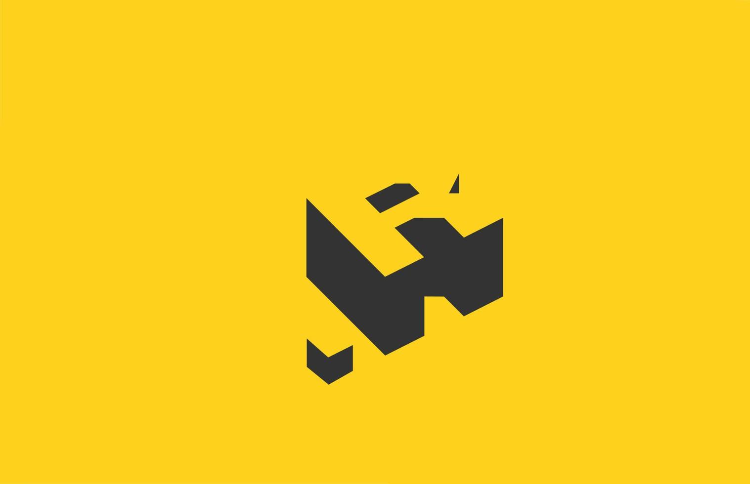 logotipo de ícone de letra do alfabeto amarelo preto r com design de sombra. modelo criativo para empresa e negócios vetor