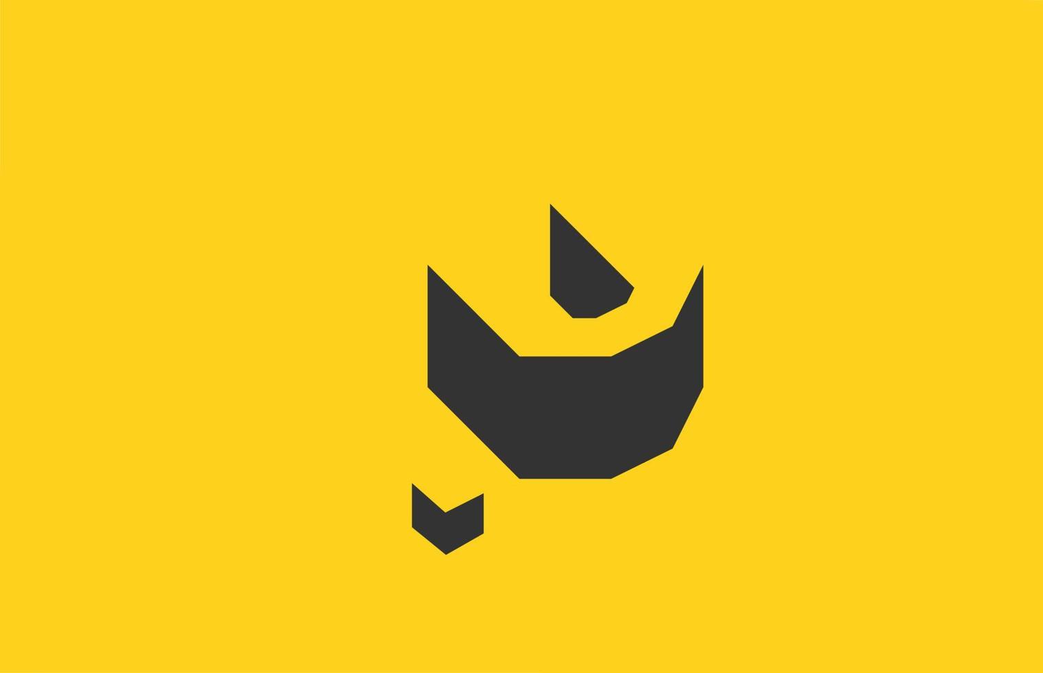 logotipo de ícone de letra amarelo preto v alfabeto com design de sombra. modelo criativo para empresa e negócios vetor