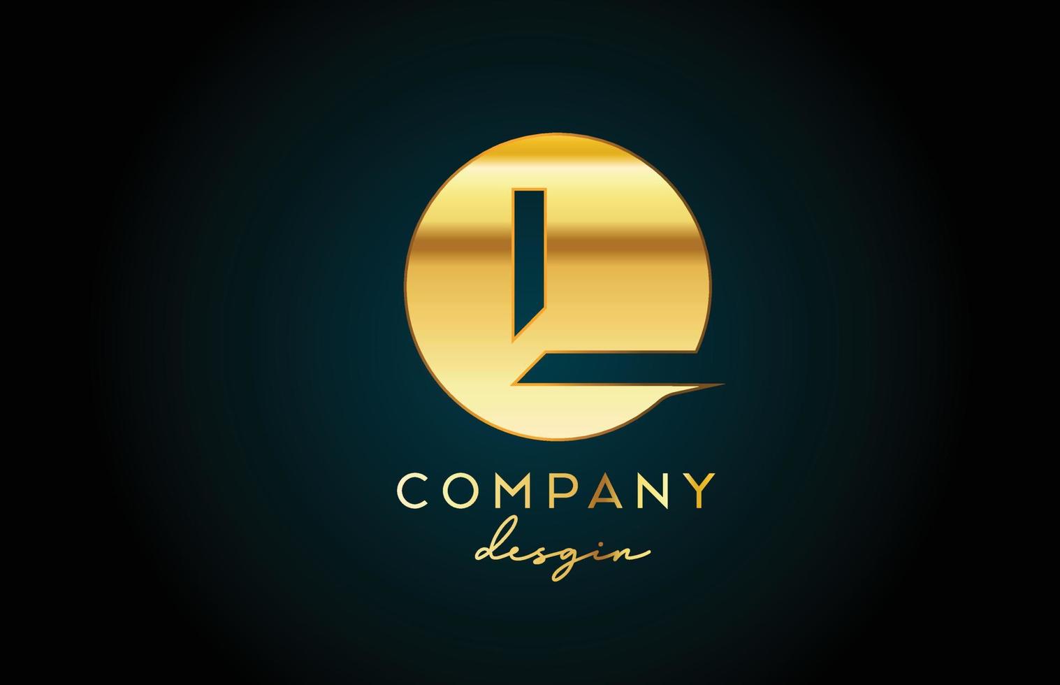 ouro l ícone do logotipo da letra do alfabeto com design de círculo. modelo criativo dourado para negócios e empresas vetor