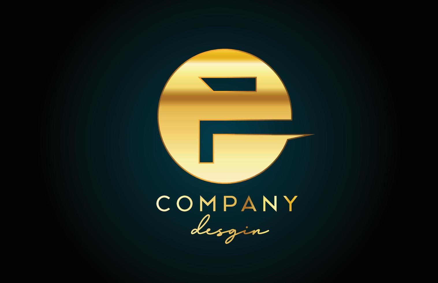 ouro f ícone do logotipo da letra do alfabeto com design de círculo. modelo criativo dourado para negócios e empresas vetor