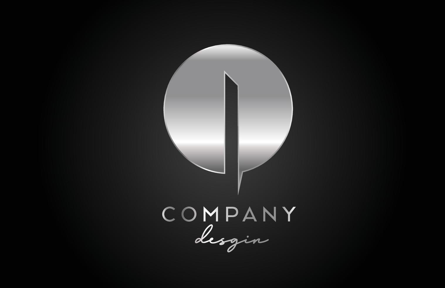 i ícone do logotipo da letra do alfabeto cinza prata com design de círculo. modelo criativo de metal para empresa e negócios vetor