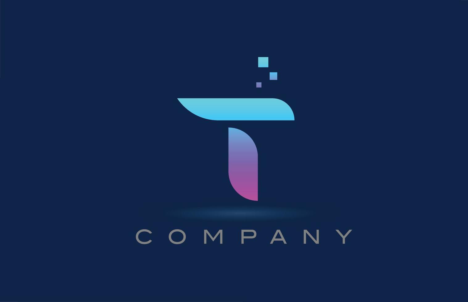 design de ícone do logotipo da letra do alfabeto azul rosa t. modelo criativo para negócios e empresa com pontos vetor