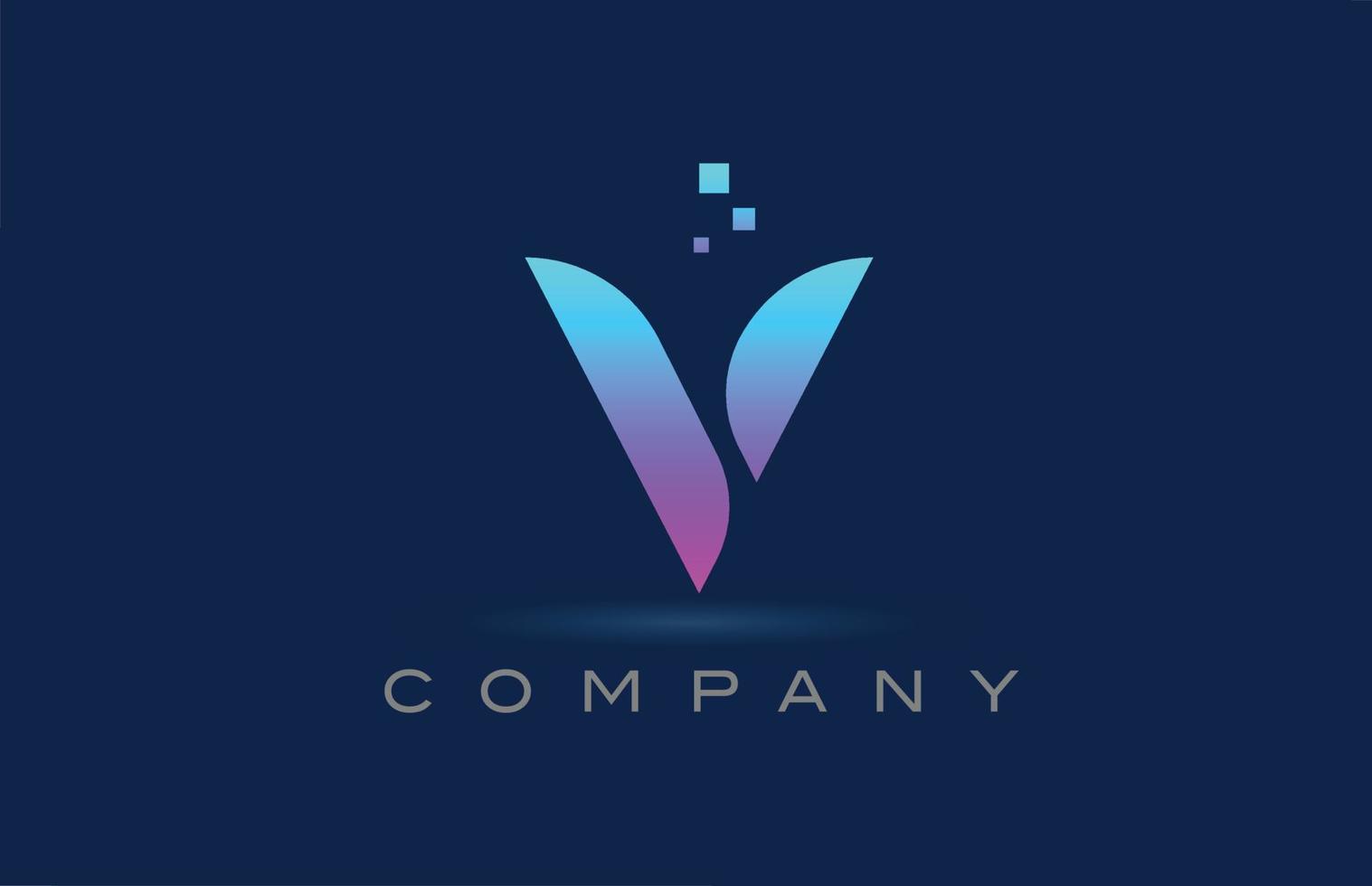 design de ícone do logotipo da letra do alfabeto rosa azul v. modelo criativo para negócios e empresa com pontos vetor