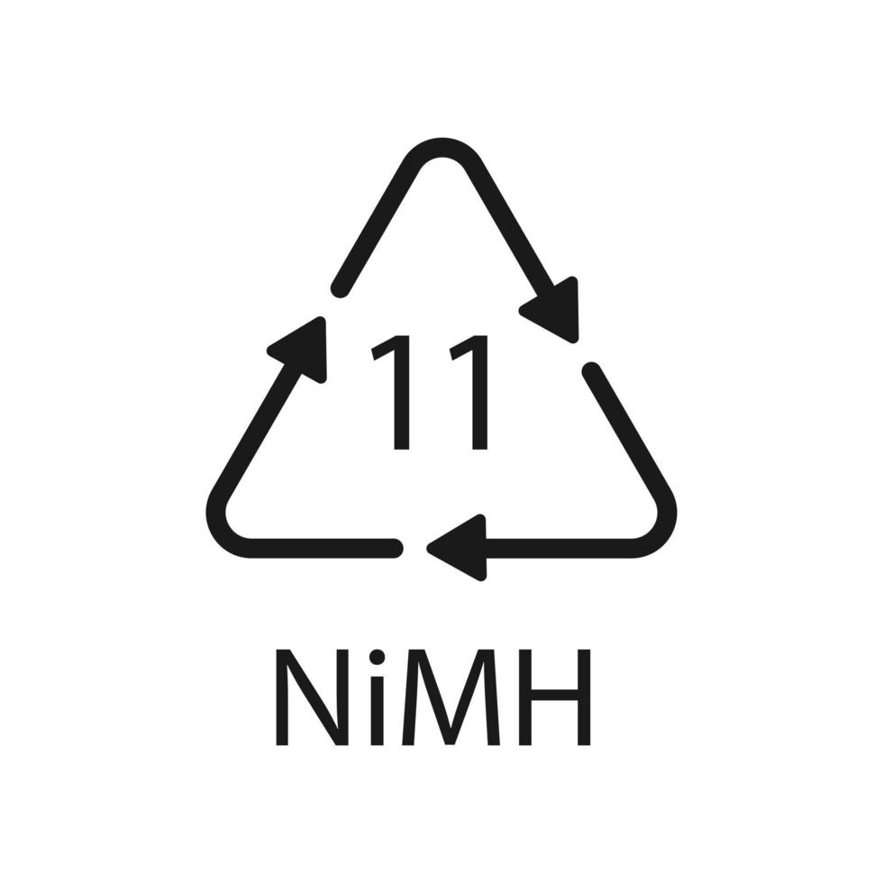 símbolo de reciclagem de bateria 11 nimh. ilustração vetorial vetor