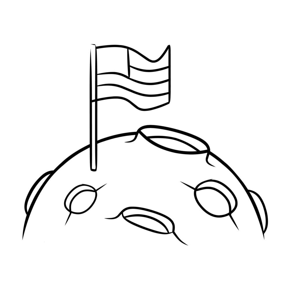 bandeira nacional tem passo na ilustração do doodle da lua. adequado para colorir livro infantil e página ou artigo vetor