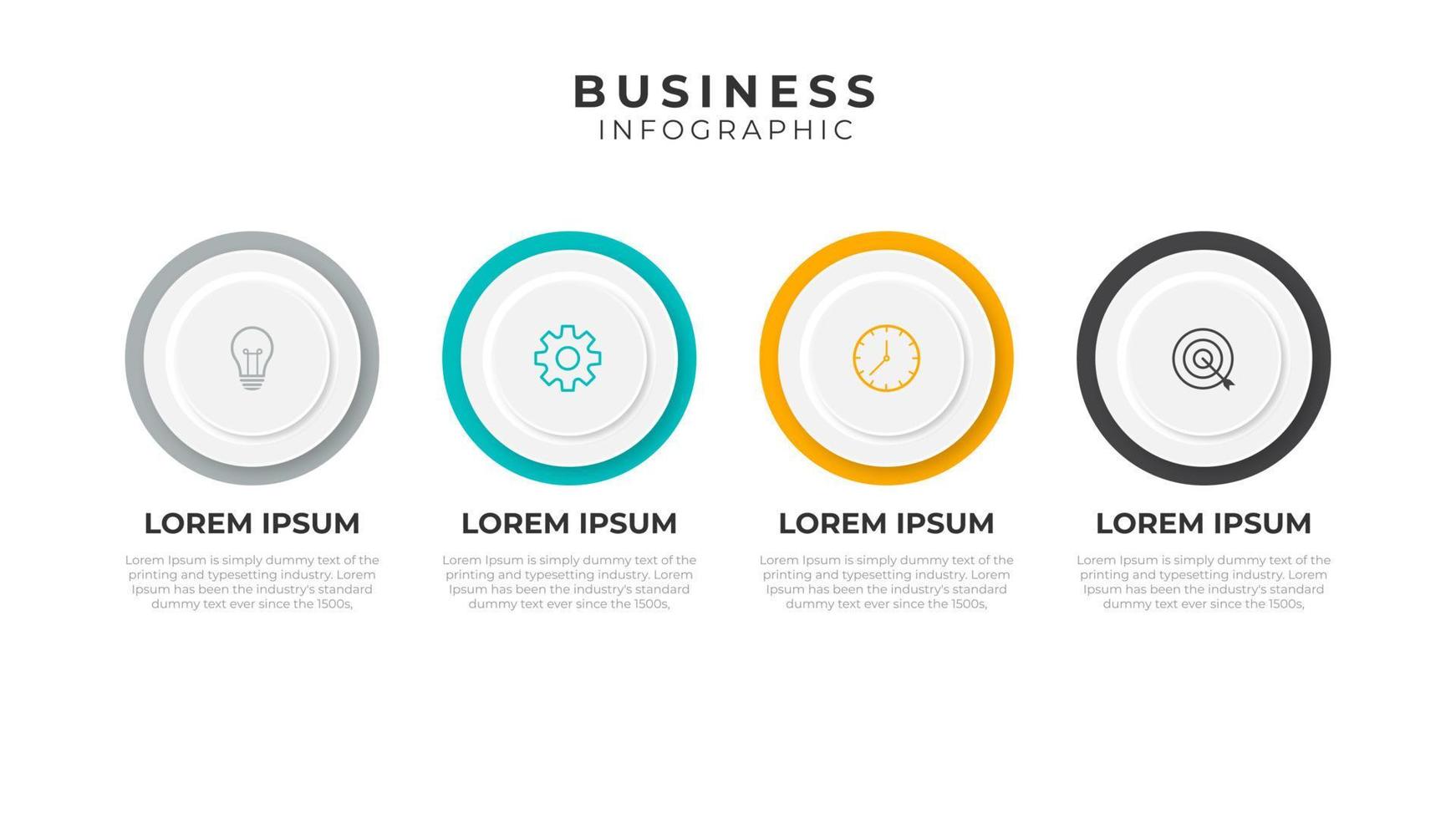 apresentação modelo de infográfico de negócios com 4 opções. ilustração vetorial. vetor