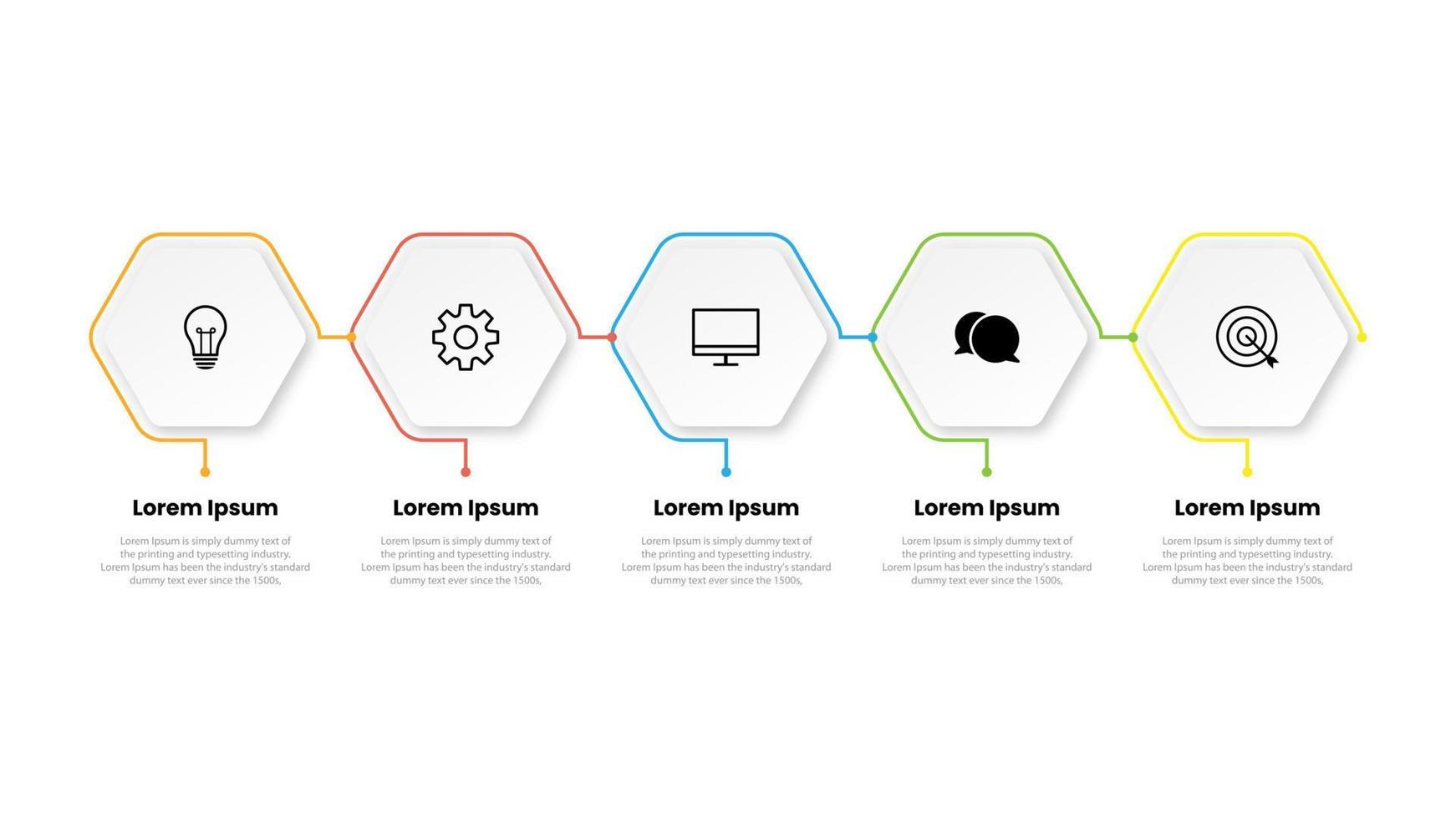 modelo de infográfico de negócios de apresentação com 5 opções. ilustração vetorial. vetor