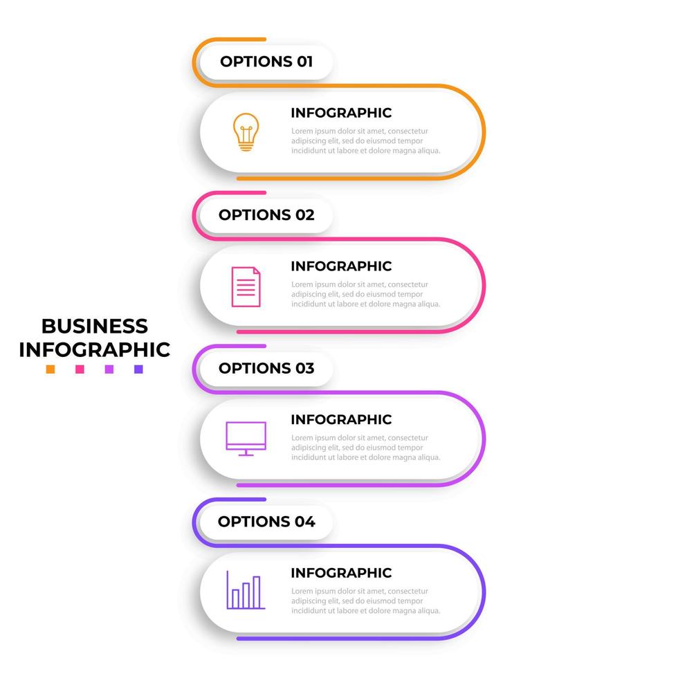 modelo de design de infográfico vetorial com 4 opções ou etapas vetor