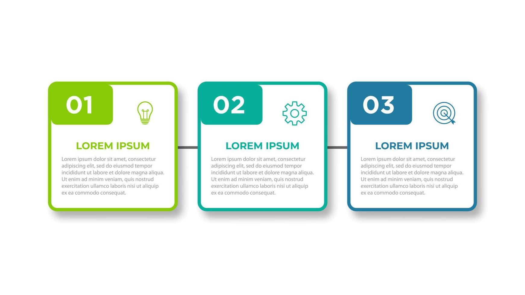 design de infográfico de linha do tempo com círculo para modelo de negócios. vetor 3 passos.