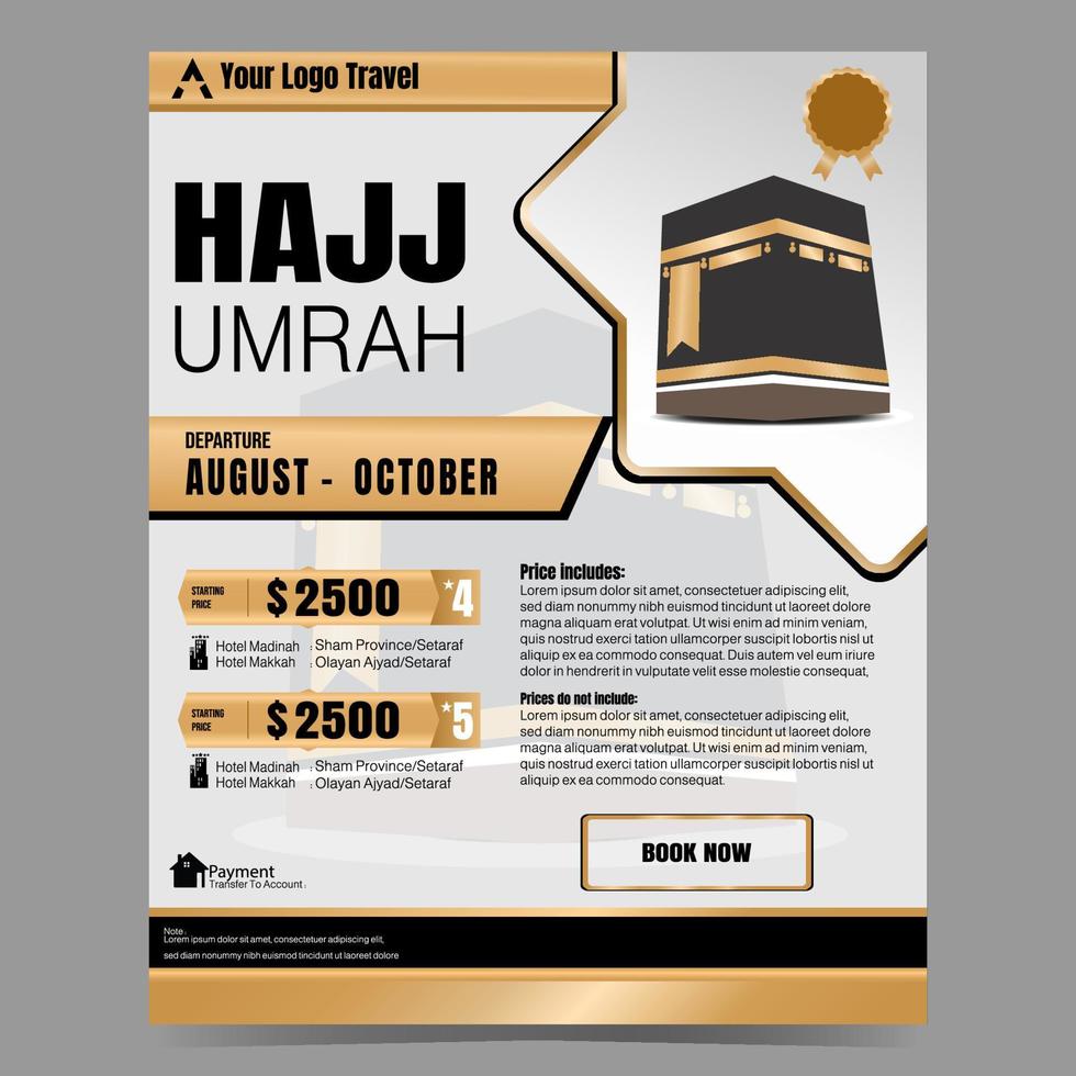 brochura dourada de umrah hajj em tamanho a4. bom para apresentação vetor