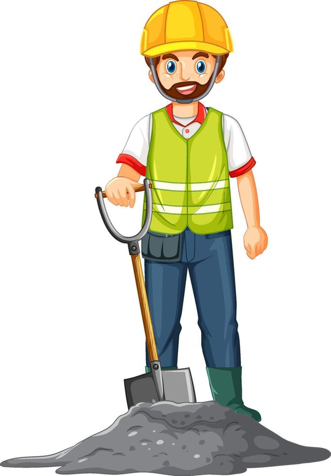 personagem de desenho animado de trabalhador da construção vetor