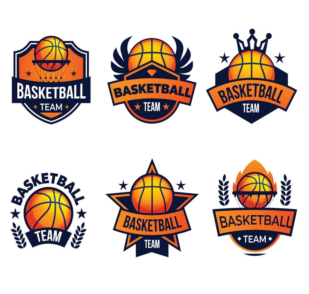 conjunto de ilustração vetorial de coleção de logotipo de basquete vetor