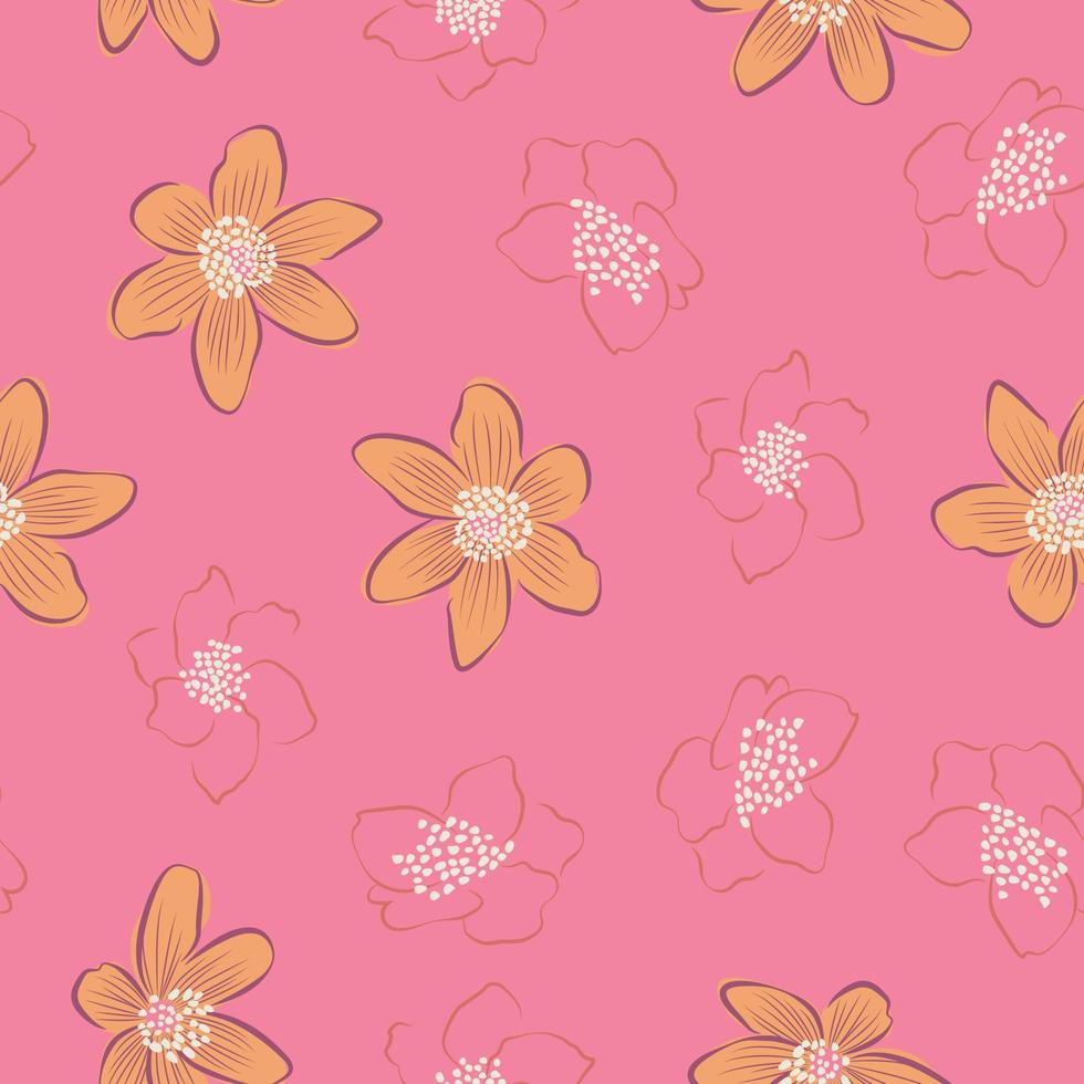 design de padrão sem emenda de flores tropicais modernas. sem costura padrão com flores e folhas da primavera. fundo desenhado à mão. padrão floral para papel de parede ou tecido. azulejo botânico. vetor