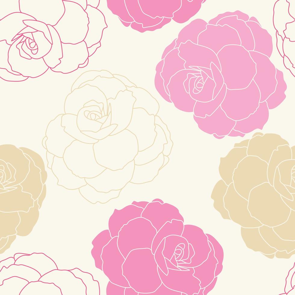 design de padrão sem emenda de flores rosas tropicais modernas. sem costura padrão com flores e folhas da primavera. fundo desenhado à mão. padrão floral para papel de parede ou tecido. azulejo botânico. vetor