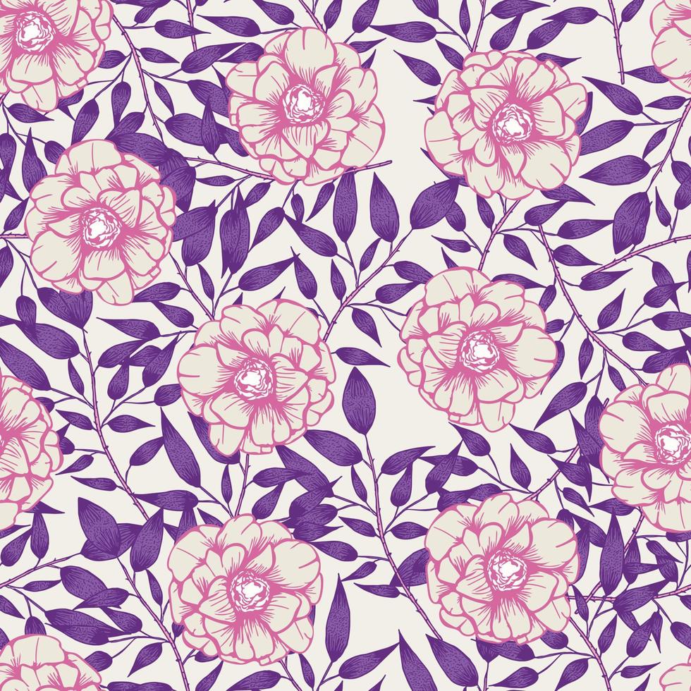 design de padrão sem emenda de flores tropicais modernas. sem costura padrão com flores e folhas da primavera. fundo desenhado à mão. padrão floral para papel de parede ou tecido. azulejo botânico. vetor