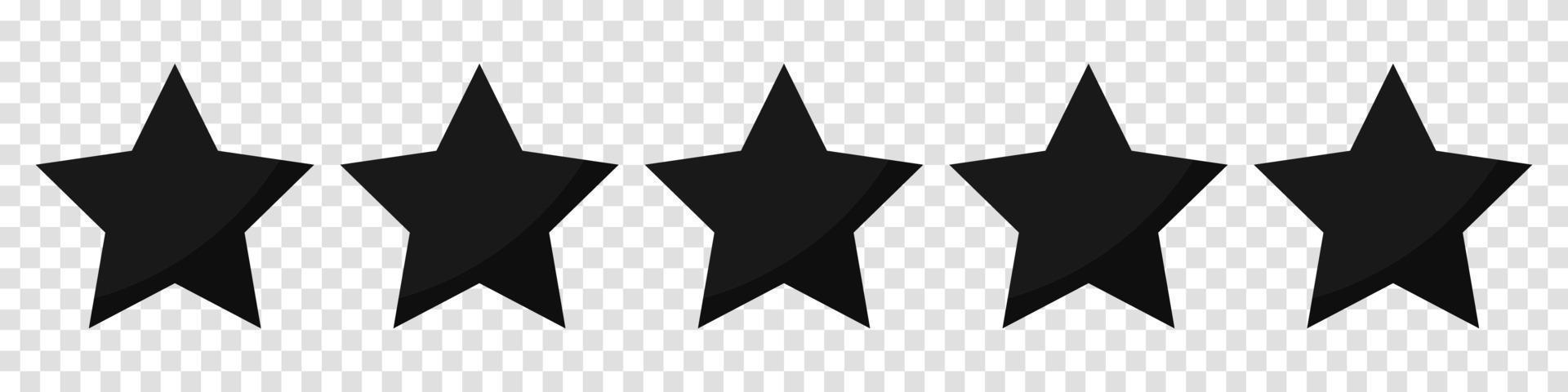 ícones de classificação de qualidade de cinco estrelas. ícone de 5 estrelas. signo de cinco estrelas. símbolo de classificação. ilustração vetorial vetor