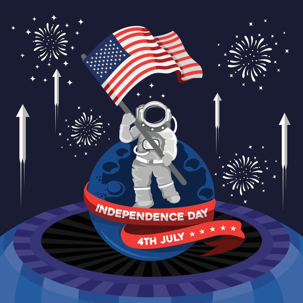 astronautas comemoram vetor de design do dia da independência