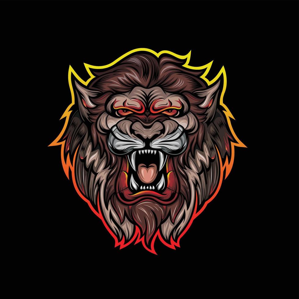 design de vetor de cabeça de leão e ilustração para design de camiseta e outros