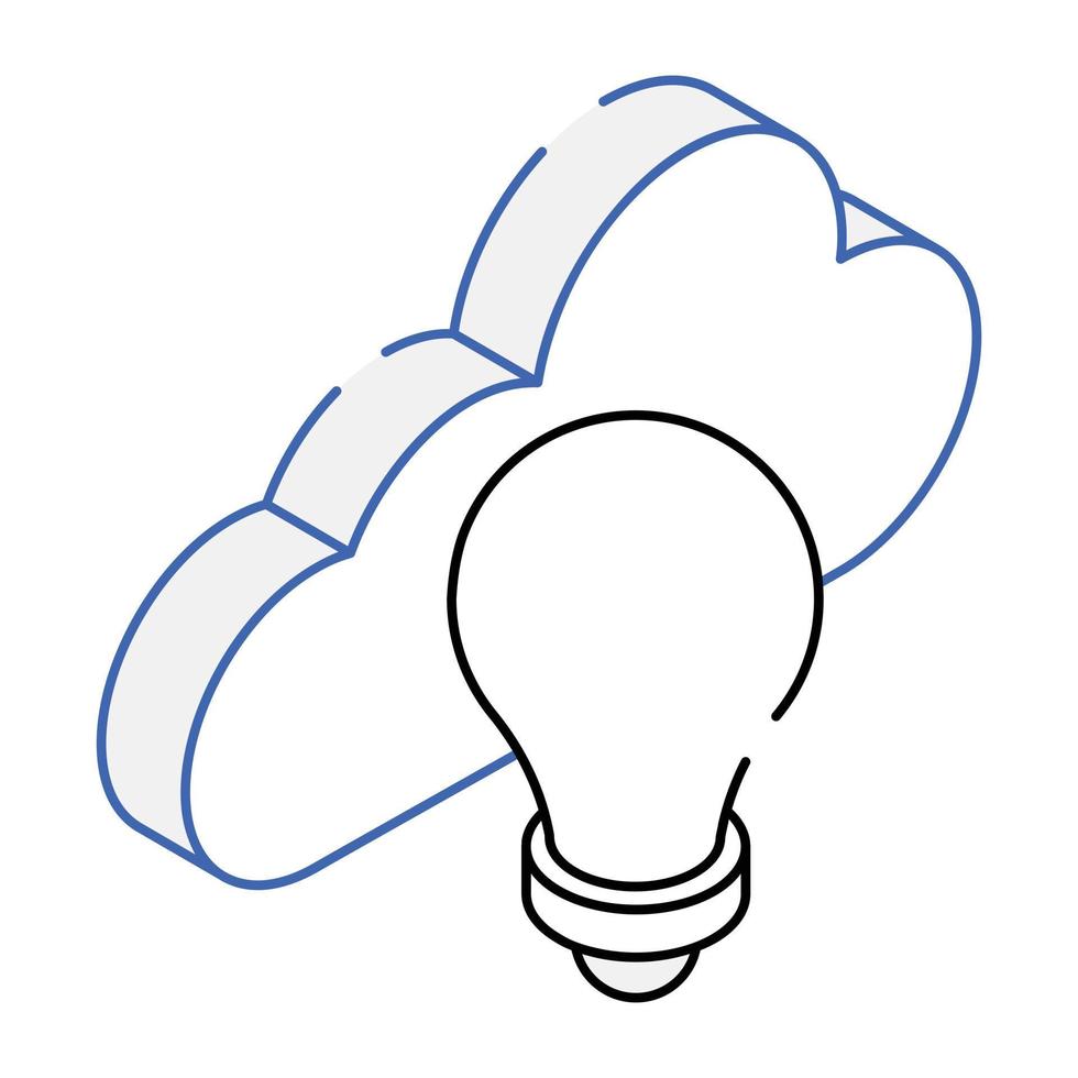 ícone isométrico com design criativo de inovação em nuvem vetor