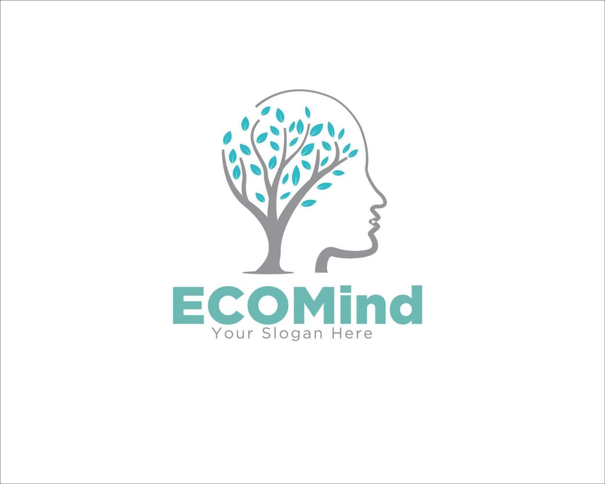 logotipo da árvore da mente para consultoria médica e logotipo de terapia vetor