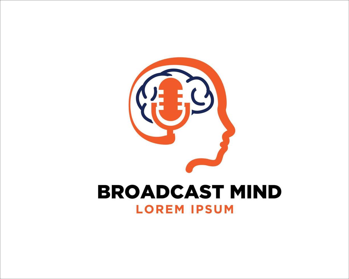 broadcast mind logo projeta ícone e símbolo vetor minimalista