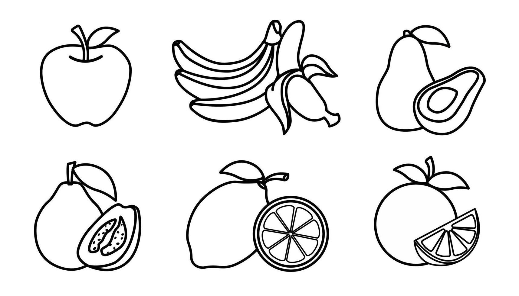 Foto De Stock Frutas Desenho Para Colorir Livro, Royalty-Free