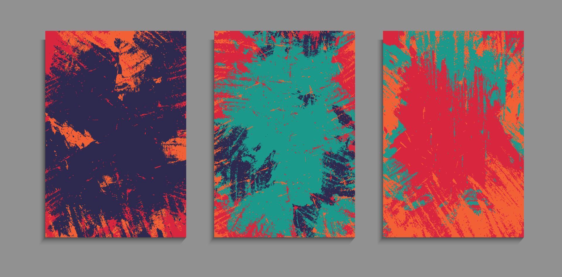 conjunto de modelo de fundo a4 de textura de pintura grunge colorido de desenho abstrato vetor