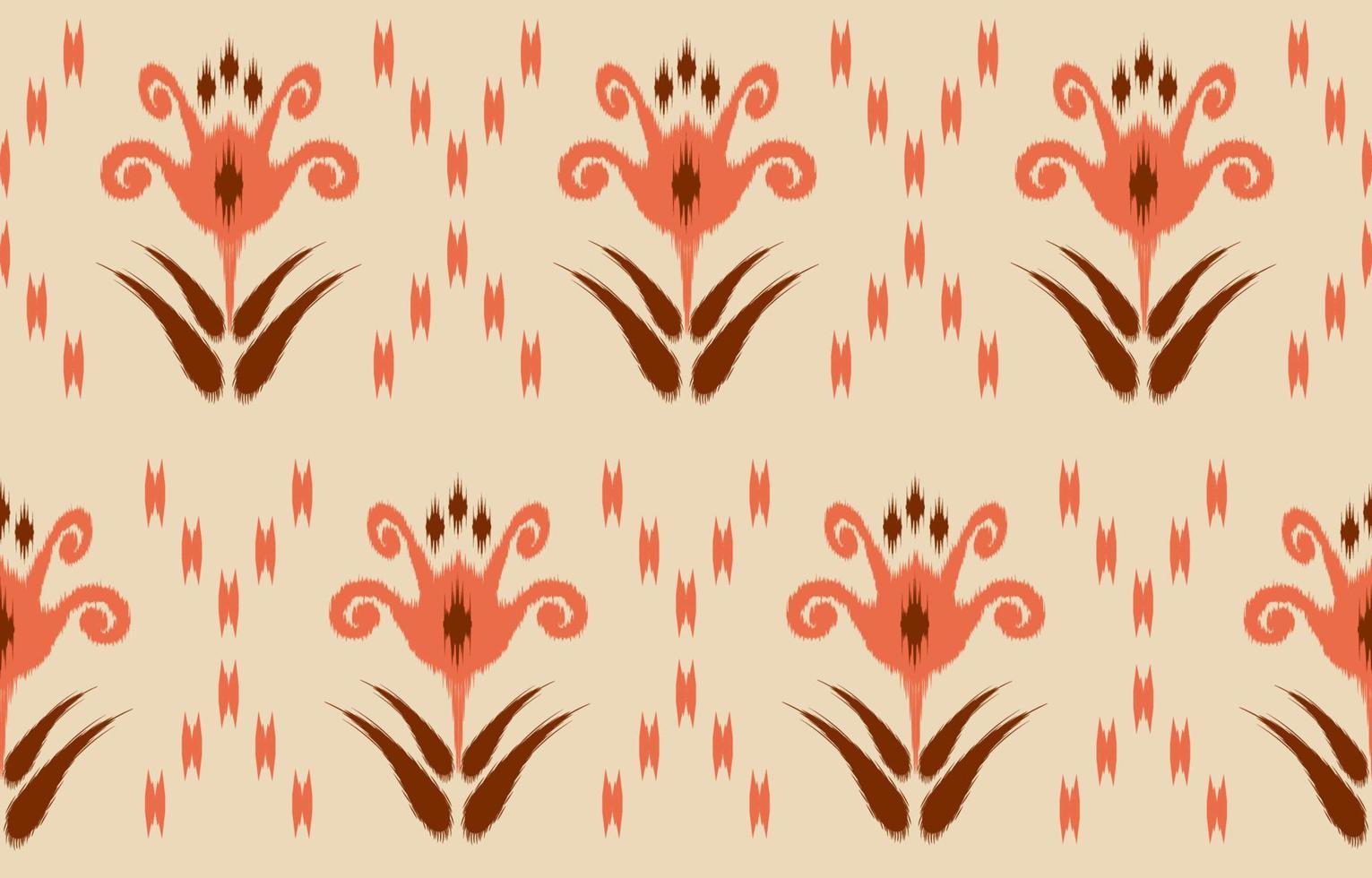 belo motivo étnico ikat laranja floral. padrão uzbeque sem costura em estilo tribal, folk bordado italiano, indiano, peru. impressão de ornamento de arte geométrica peruana. design texturizado para tapete, tecido. vetor