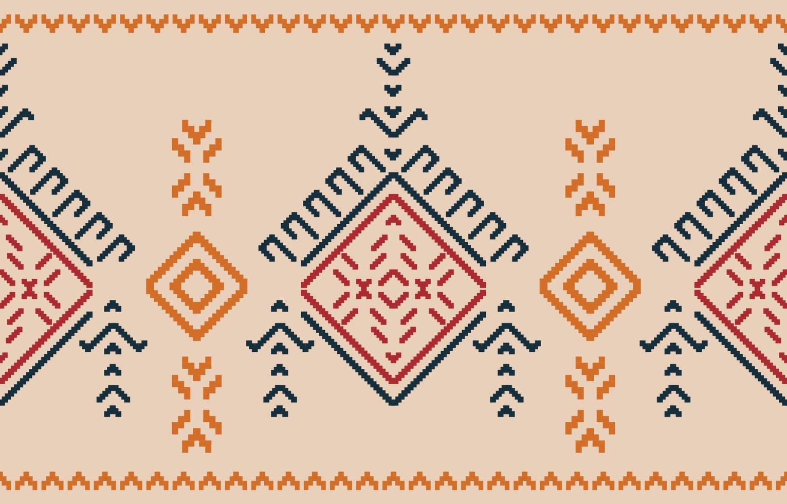 motivo fronteira artesanal étnica bela arte. padrão sem costura navajo em estilo tribal, bordado popular, mexicano, peruano, indiano, ásia, marroquino, peru e uzbeque. impressão de ornamento de arte geométrica asteca. vetor