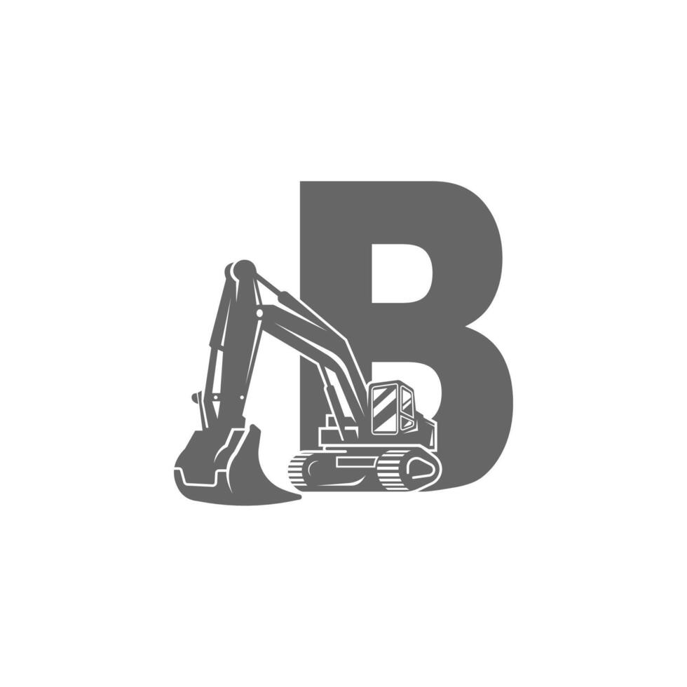 ícone de escavadeira com ilustração de design de letra b vetor