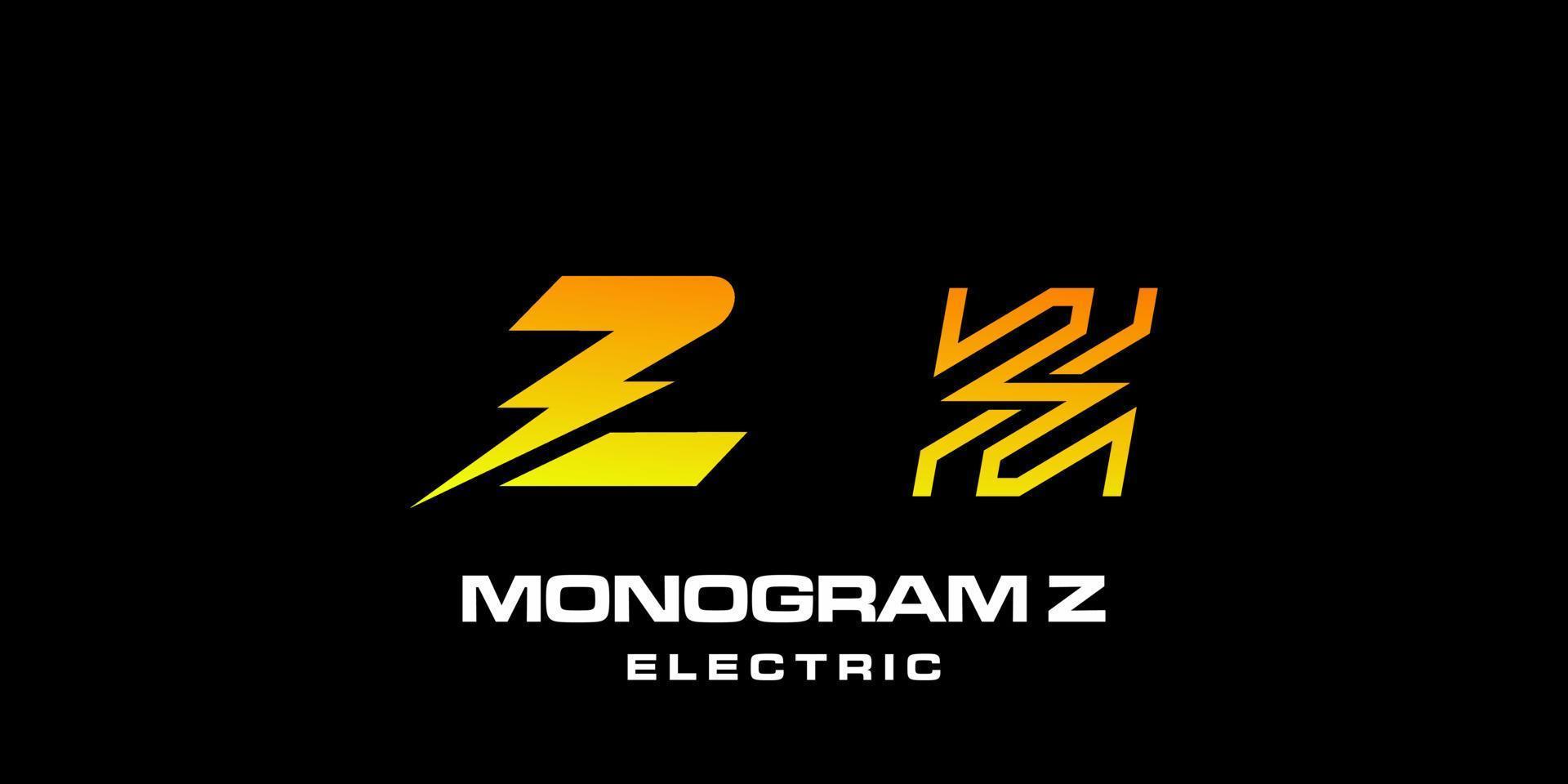 letra z monograma elétrico logotipo em fundo preto. vetor