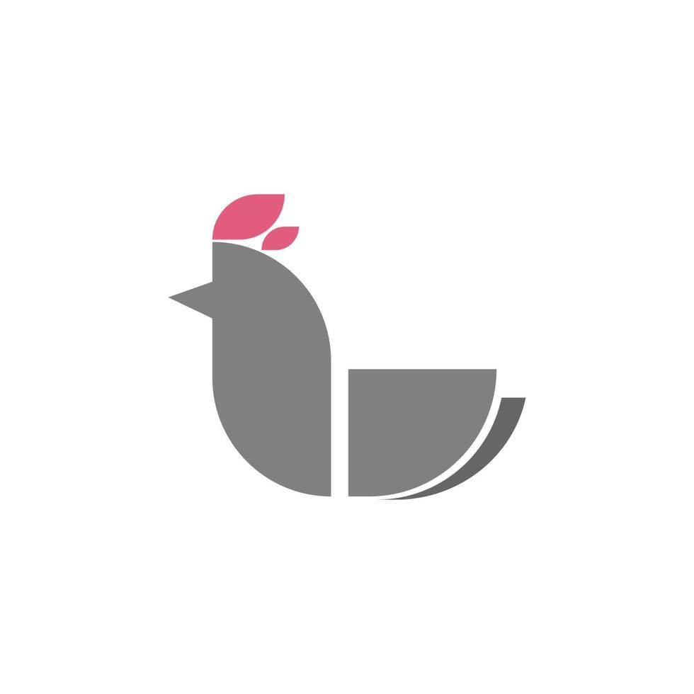 vetor de modelo de ilustração de design de logotipo de ícone de animal de frango