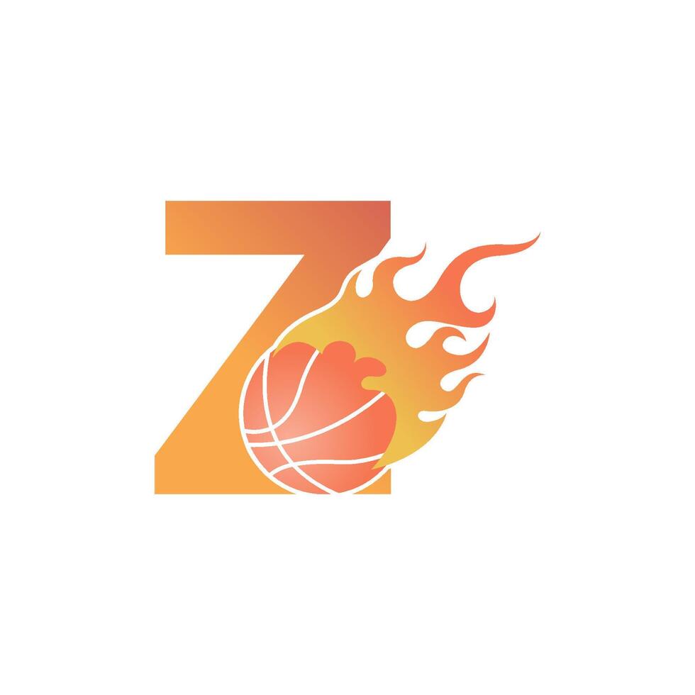 letra z com bola de basquete em chamas ilustração vetor