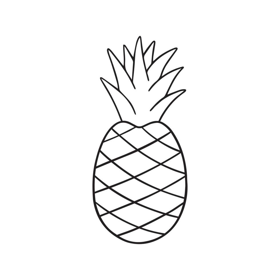 doodle de abacaxi desenhado à mão. fruta em estilo de desenho. ilustração vetorial isolada no fundo branco. vetor