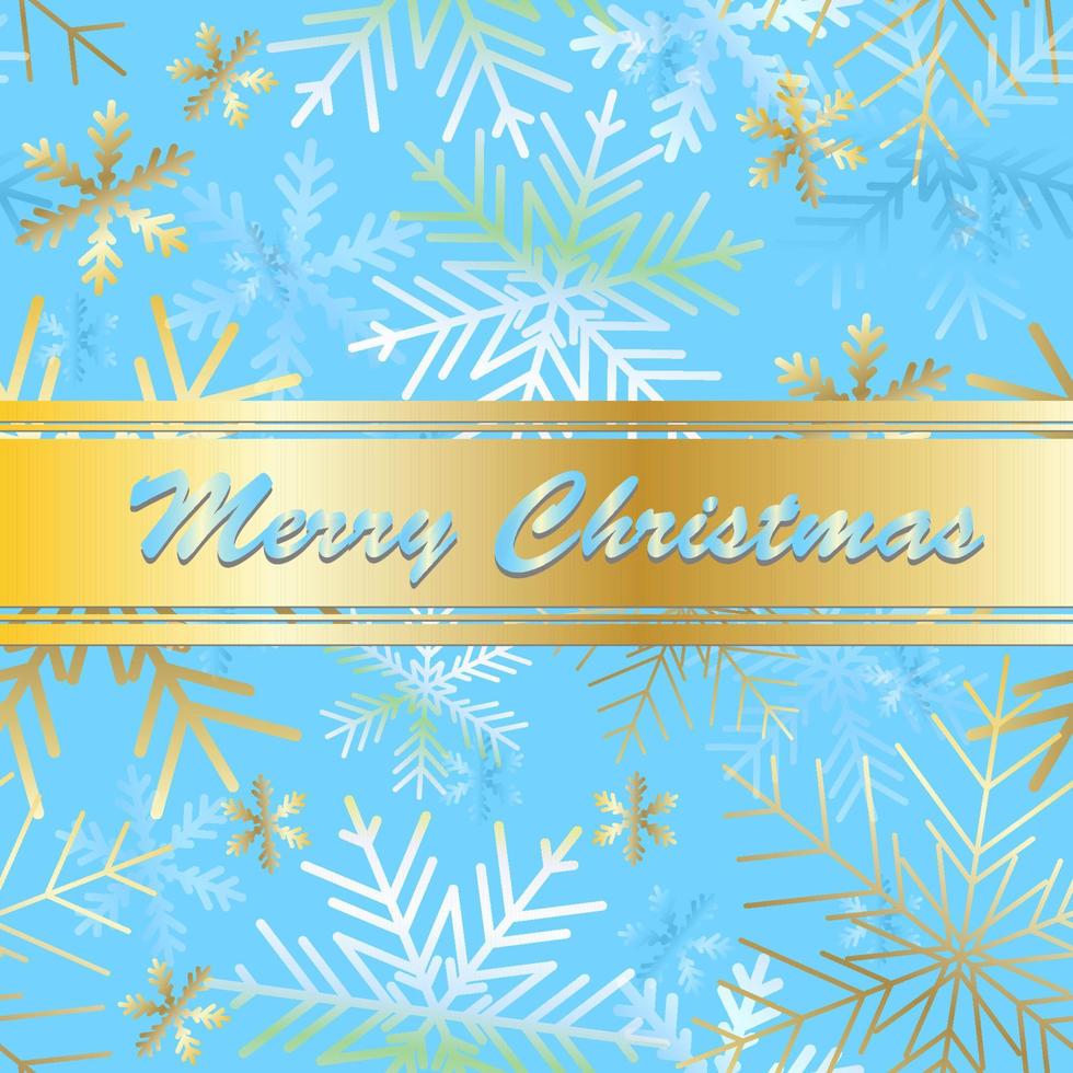 cartão de Natal. letras douradas sobre fundo de neve vetor