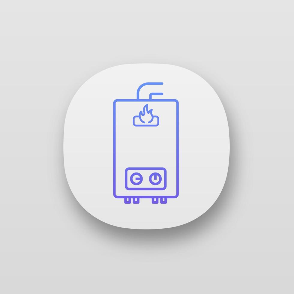 ícone do aplicativo aquecedor de água a gás. água de aquecimento. caldeira doméstica. interface de usuário ui ux. web ou aplicativo móvel. ilustração vetorial isolada vetor