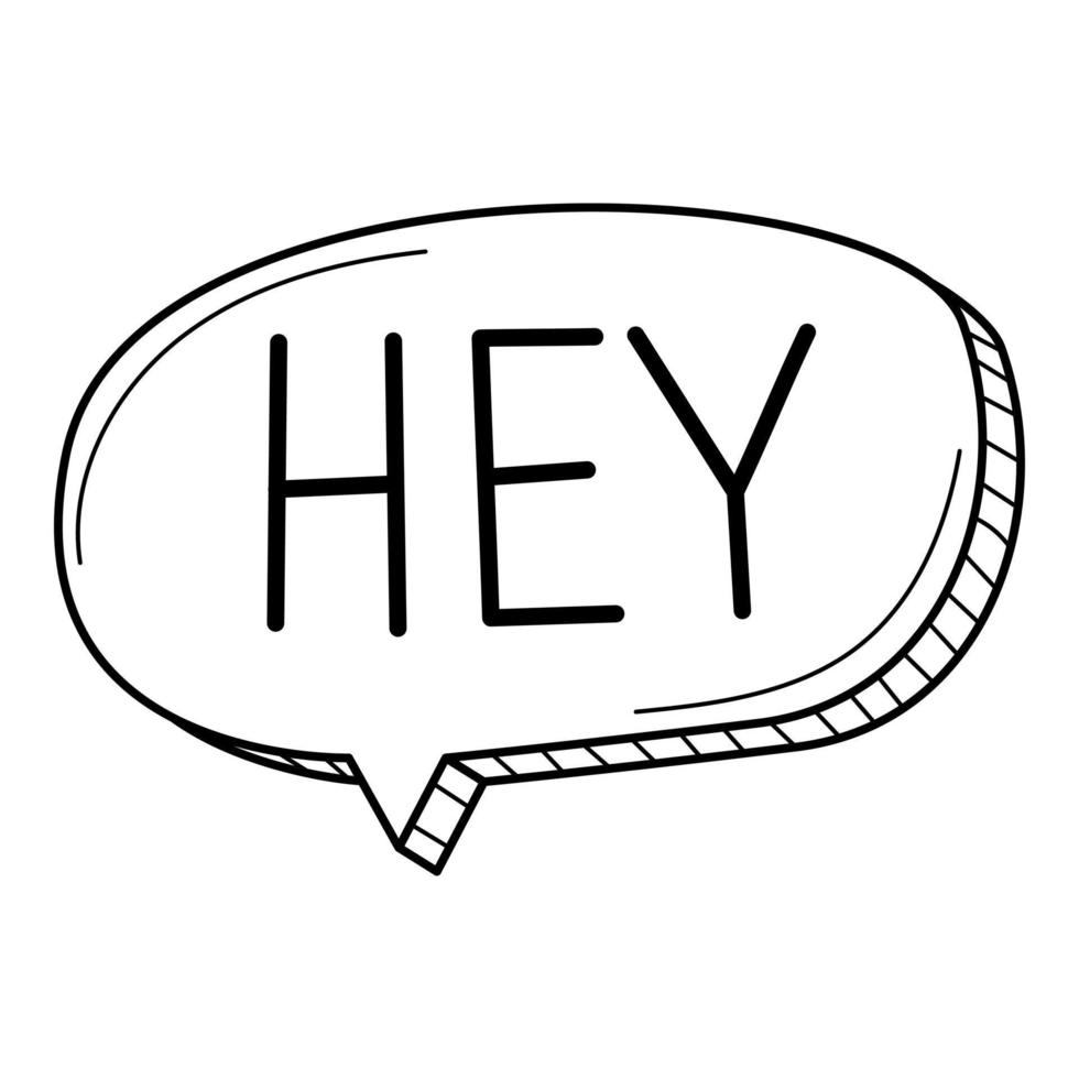 uma bolha de conversação com a palavra runa no estilo doodle. ilustração em vetor preto e branco desenhados à mão. elementos de design são isolados em um fundo branco