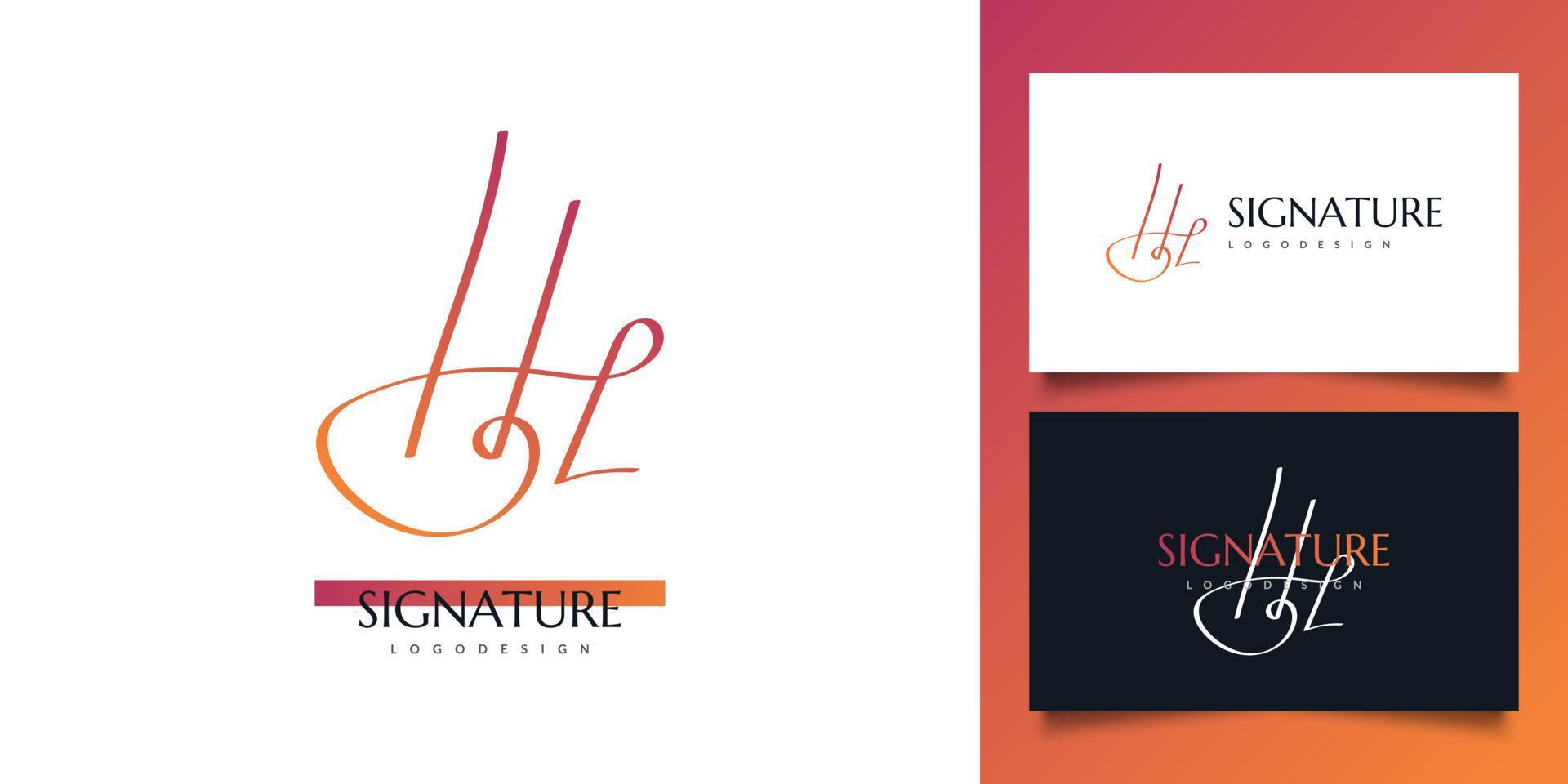 design de logotipo inicial h e l em estilo de caligrafia minimalista. hl assinatura inicial para logotipo ou identidade comercial vetor