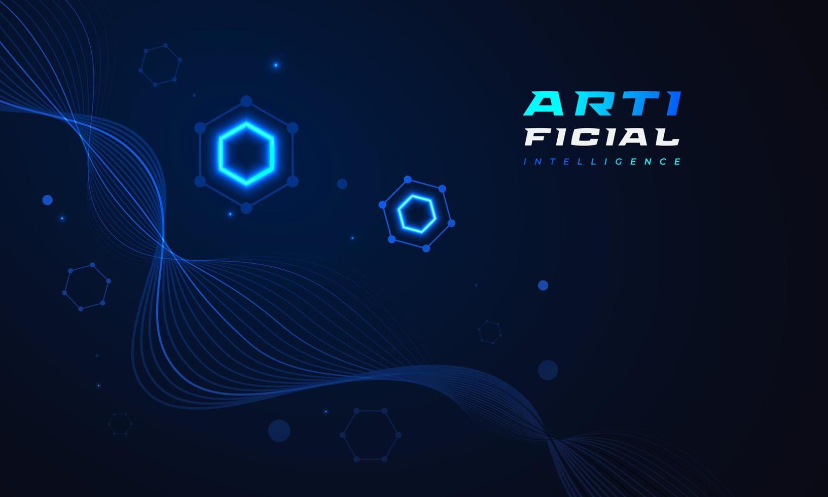 abstrato futurista fundo de tecnologia de inteligência artificial. fundo de big data com conceito de hexágono brilhante. banner ou cartaz de conexão de rede vetor