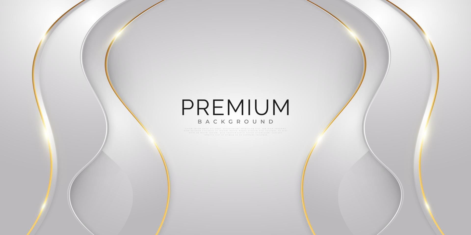 fundo branco e dourado de luxo com linhas douradas e estilo de corte de papel. fundo cinza e dourado premium para prêmio, indicação, cerimônia, convite formal ou design de certificado vetor