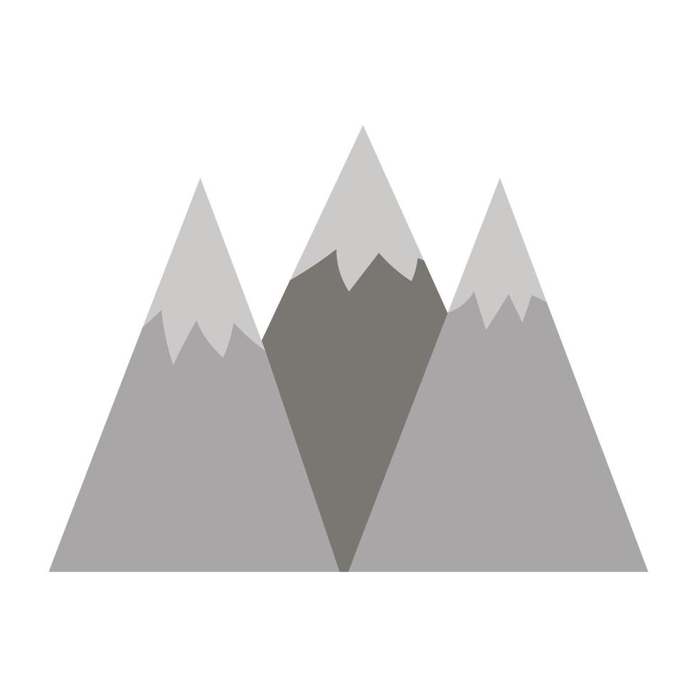 vector montanhas planas cinzentas com ilustração de picos de gelo. ícone de pedras isolado no fundo branco. foto da paisagem natural