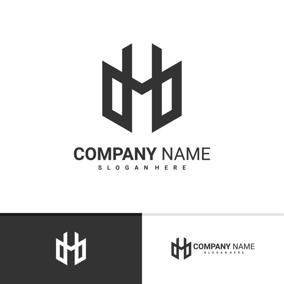 modelo inicial de vetor de logotipo mh, conceitos criativos de design de logotipo mh