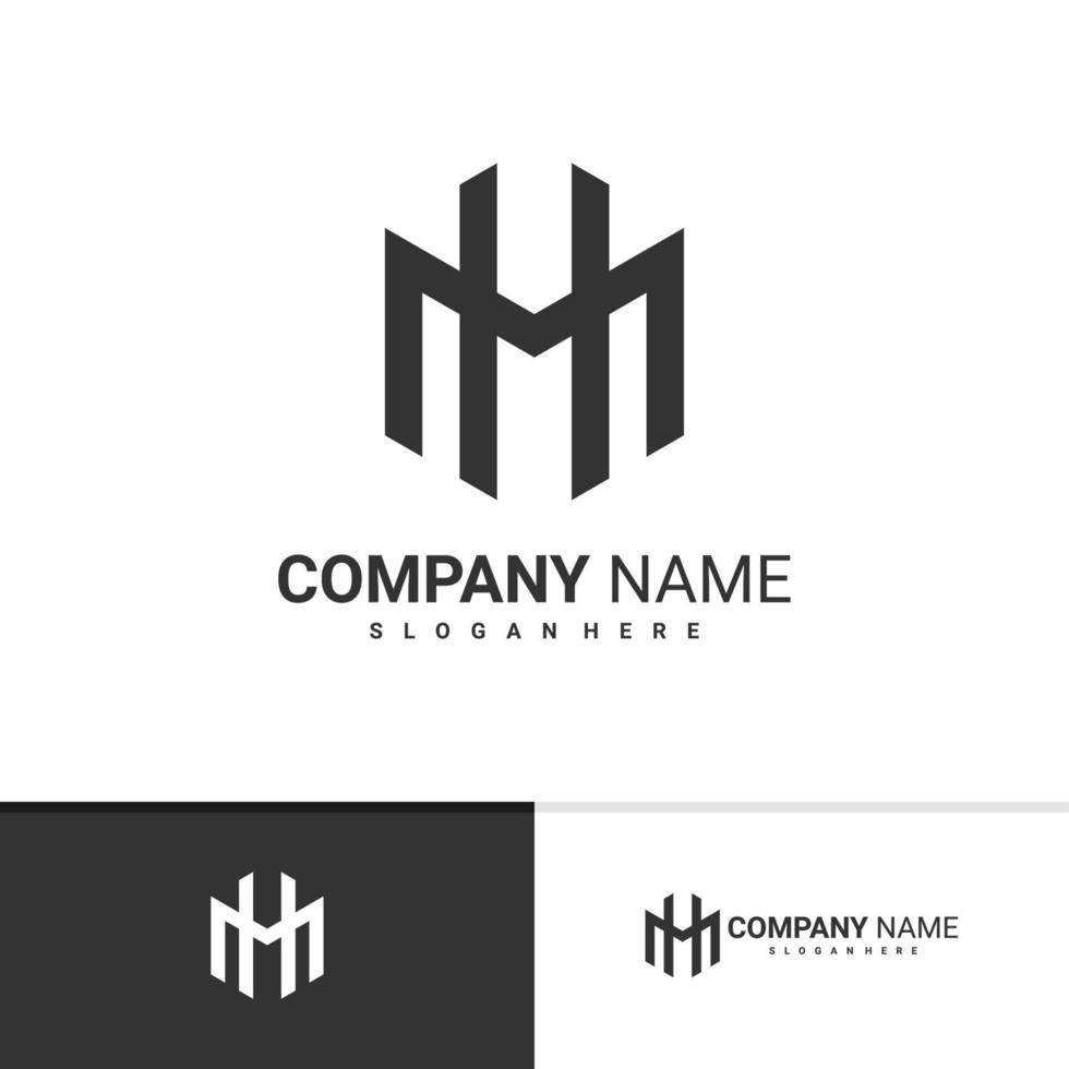 modelo inicial de vetor de logotipo mh, conceitos criativos de design de logotipo mh