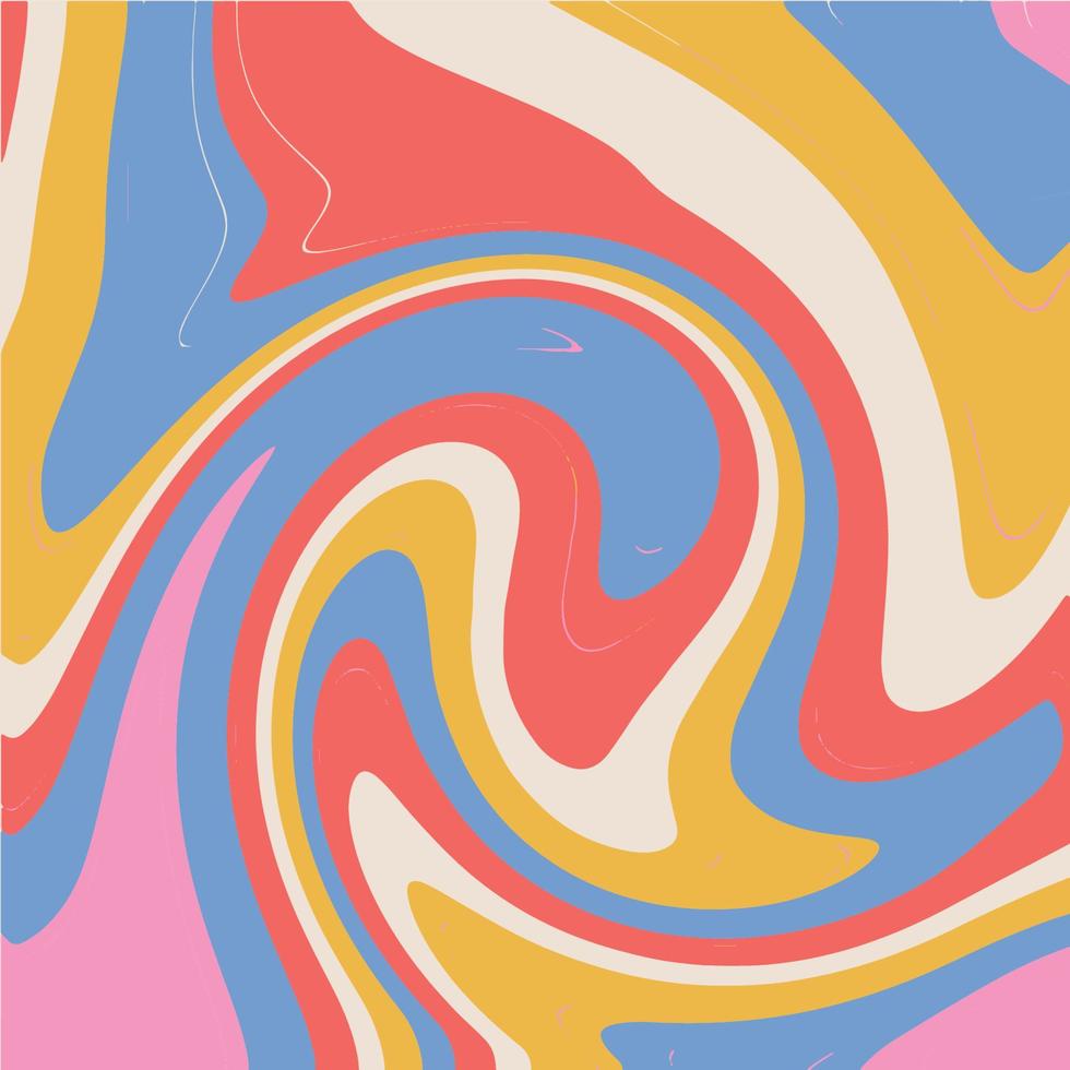 twirl torção pintura cores do arco-íris abstraem o fundo fluido para o design dos anos 60 e 70. cenário hippie psicodélico. fundo de vetor de vórtice redemoinho colorido.
