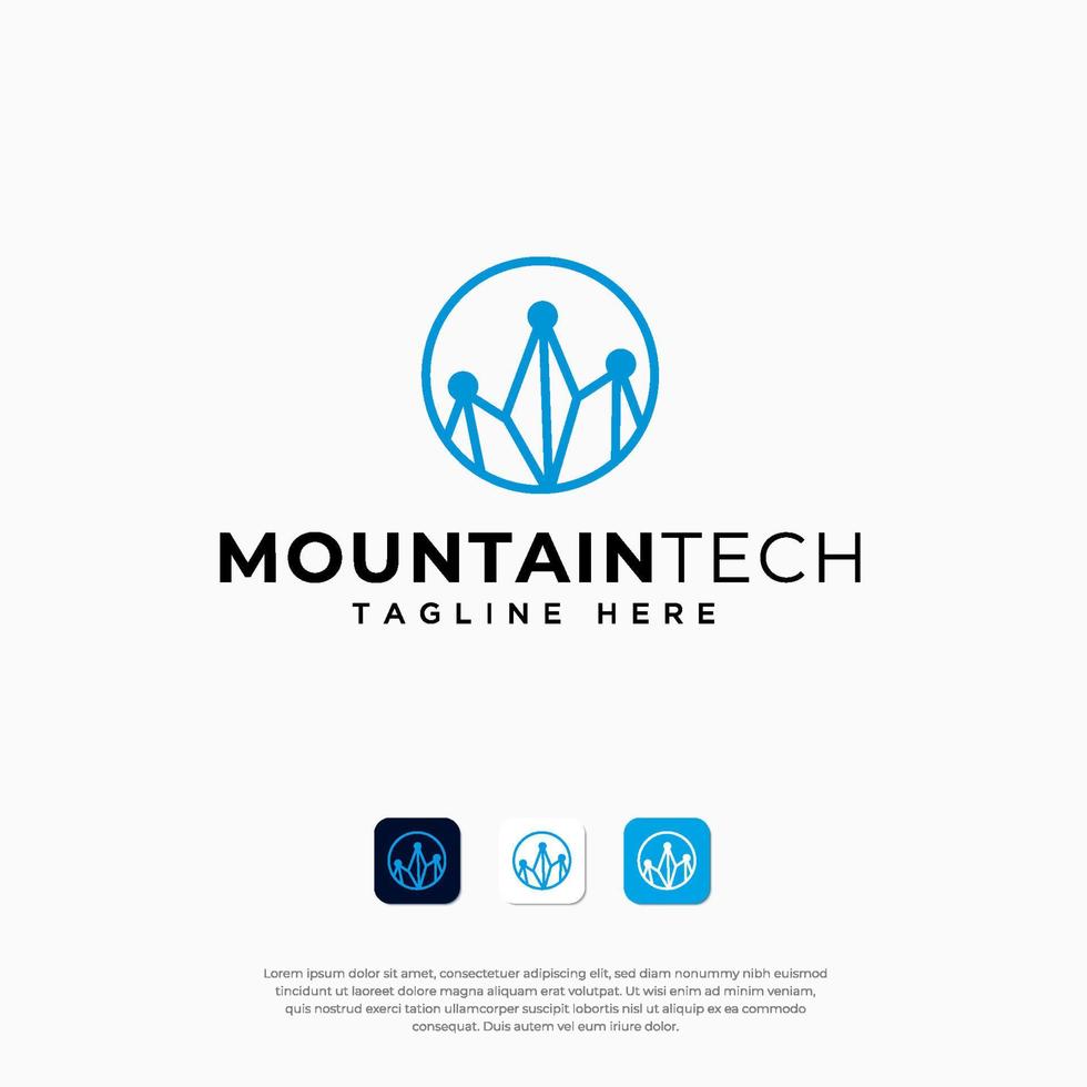logotipo de tecnologia de montanha azul vetor