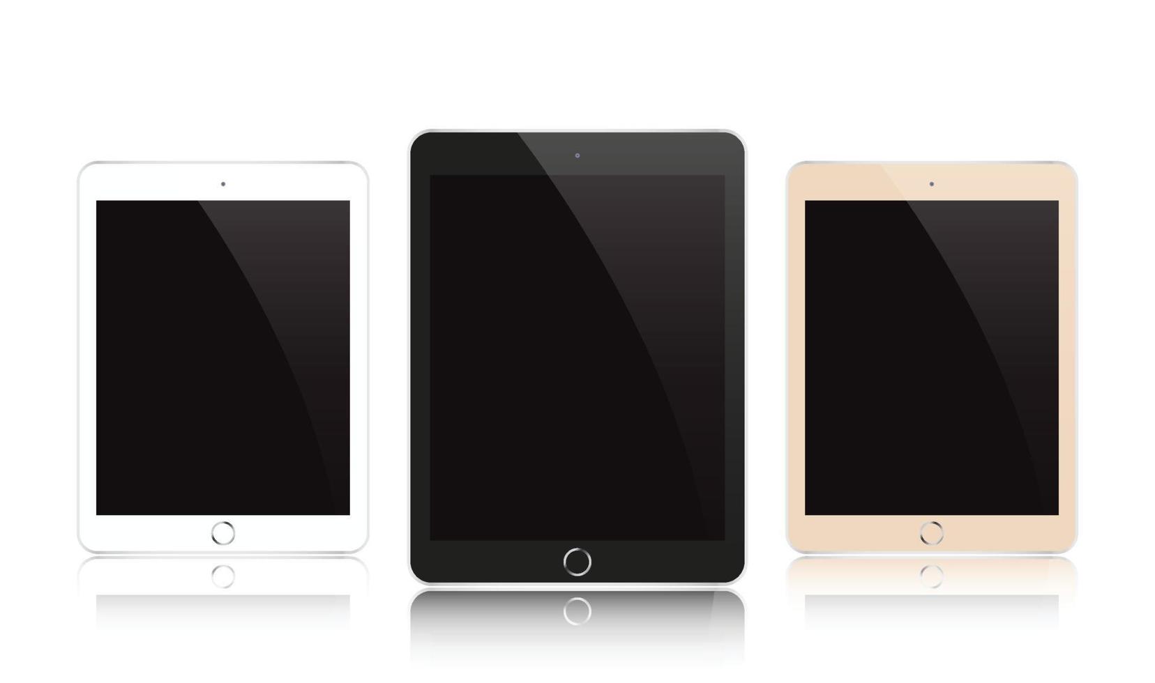 vector moderno tablet elétrico preto, branco e dourado.
