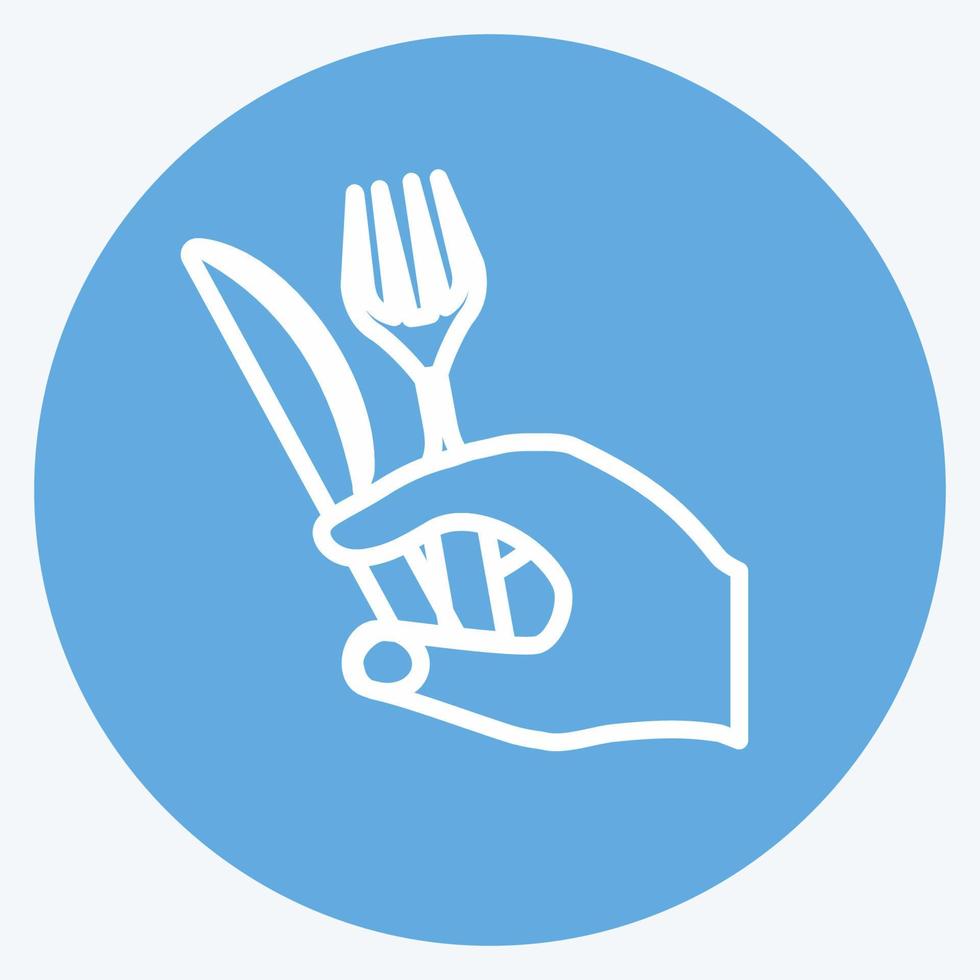 ícone segurando garfo e faca. adequado para o símbolo de ações de mão. vetor